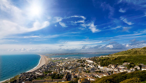 istock View over British seaside town and coastline 124695652