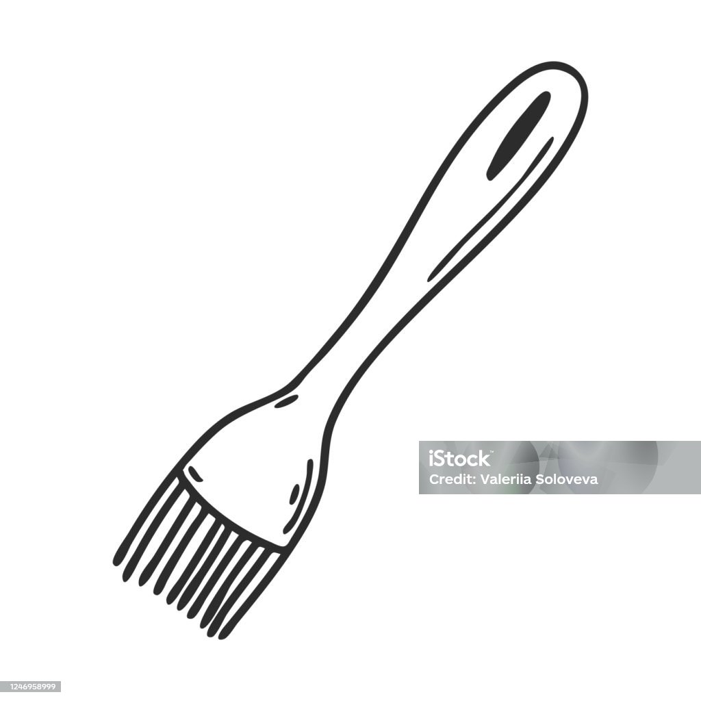 Silicone Cooking Brush Doodle Style Kitchen Utensils Design Element For  Decorating Menu Recipes And Food Packaging Hand Drawn And Isolated On White  Blackwhite Vector Illustration Stock Illustration - Download Image Now -  iStock