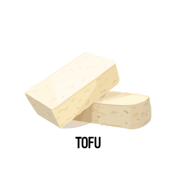 stück tofu sojabohnenquark isoliert auf weißem hintergrund veganes proteinkonzept - quark stock-grafiken, -clipart, -cartoons und -symbole