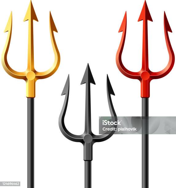 Or Noir Et Rouge Tridents Vecteurs libres de droits et plus d'images vectorielles de Fourche - Équipement agricole - Fourche - Équipement agricole, Trident - Lance, Diable - Démon