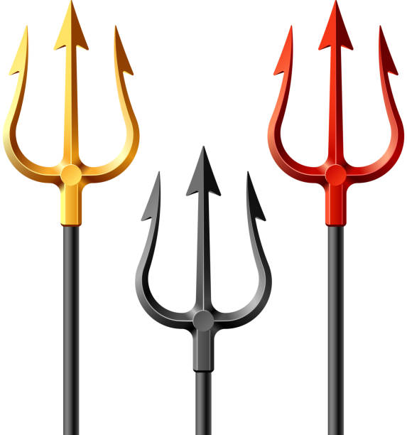 золотой, черный и красный tridents - trident stock illustrations