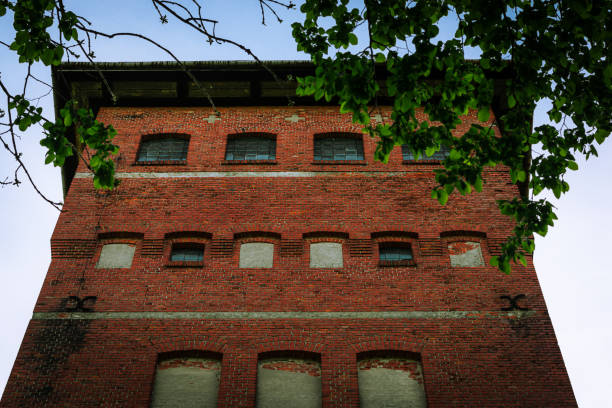 istock Old brick water tower. Foliage, head. 1246966643