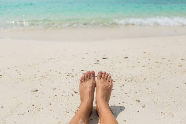 istock Woman's Bare Feet on the beach. 1246968483