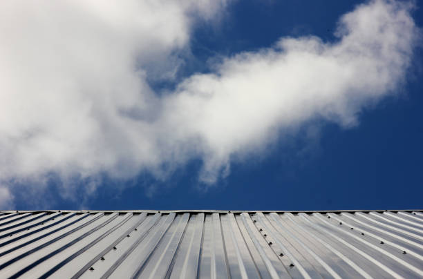 istock abstract with smooth roof lines against the blue sky 1246968688