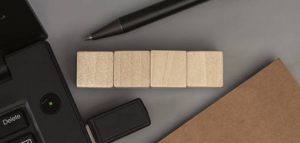istock Empty wood block on table. Top view. Business concept for growth success process. Copy space. 1246968751