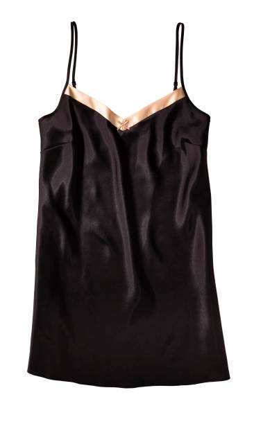 istock Black satin nightdress isolated on white background 1246973921