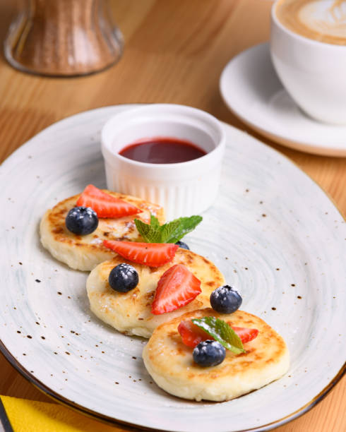 istock cottage cheese pancakes with strawberry and blueberry 1246974319