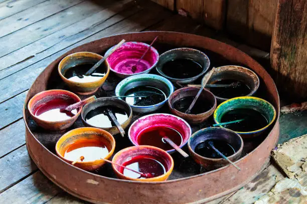 Photo of Traditional lacquer ware on sale at the factory shop in Myanmar