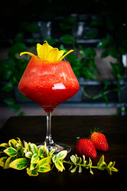istock red, berry, alcoholic cocktail in a glass goblet on a short leg 1246986407