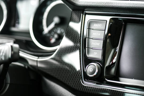 istock Car dashboard buttons like volume, climatronic, navigation, display, menu, setup, sound 1246996937