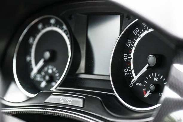 istock Speed Tachometer or gauge in modern car. 1246996979
