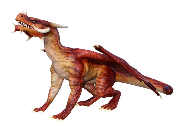 istock 3D illustration fantasy dragon on white 1247012891