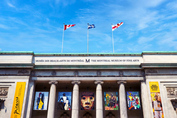 The exterior entrance of Montreal Museum of Fine Arts building Montreal, Canada - June, 2018: The exterior entrance of Montreal Museum of Fine Arts building during Picasso Exhibition in Montreal, Quebec, Canada. sherbrooke quebec stock pictures, royalty-free photos & images