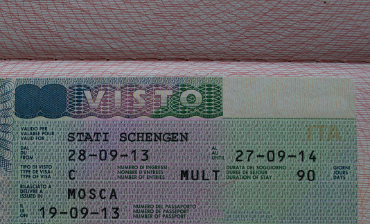 Schengen visa in the Russian passport.