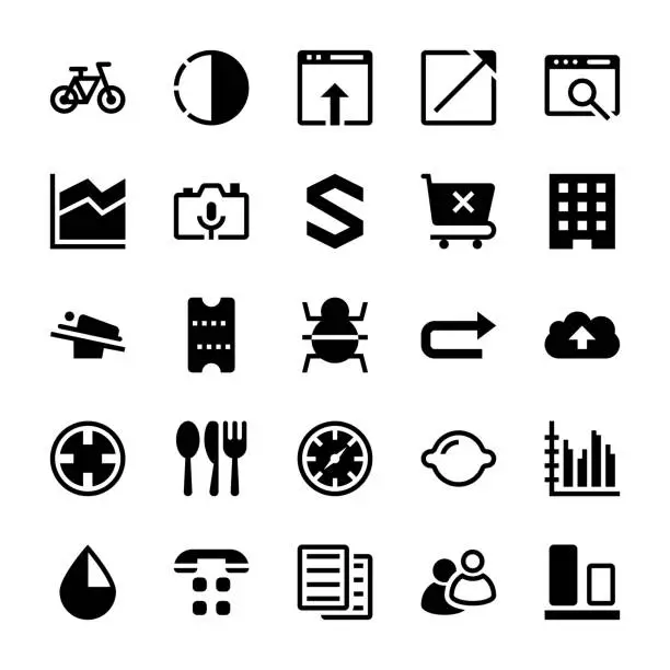 Vector illustration of User Interface Glyph Icons Collection