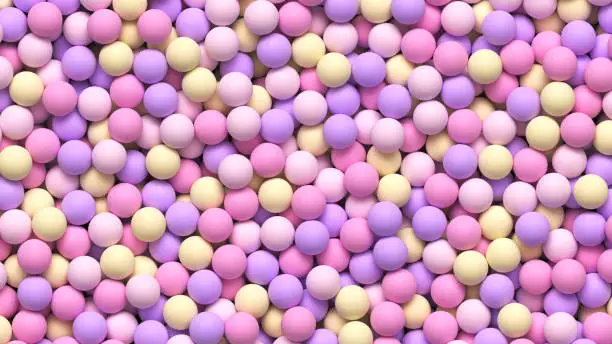 Vector illustration of Colorful balls background. Pile of soft bright balls in pastel colors