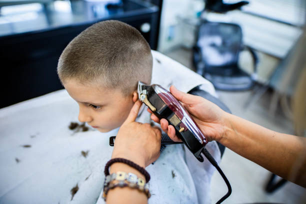 istock Young boy in hair salon 1247021212
