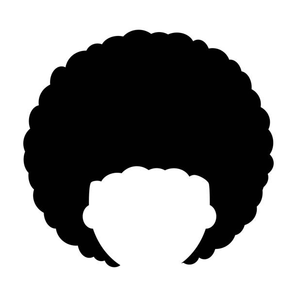 afro hairstyle illustration with a silhouette of a human head. person icon with afro hairstyle. modern abstract design afro man stock illustrations