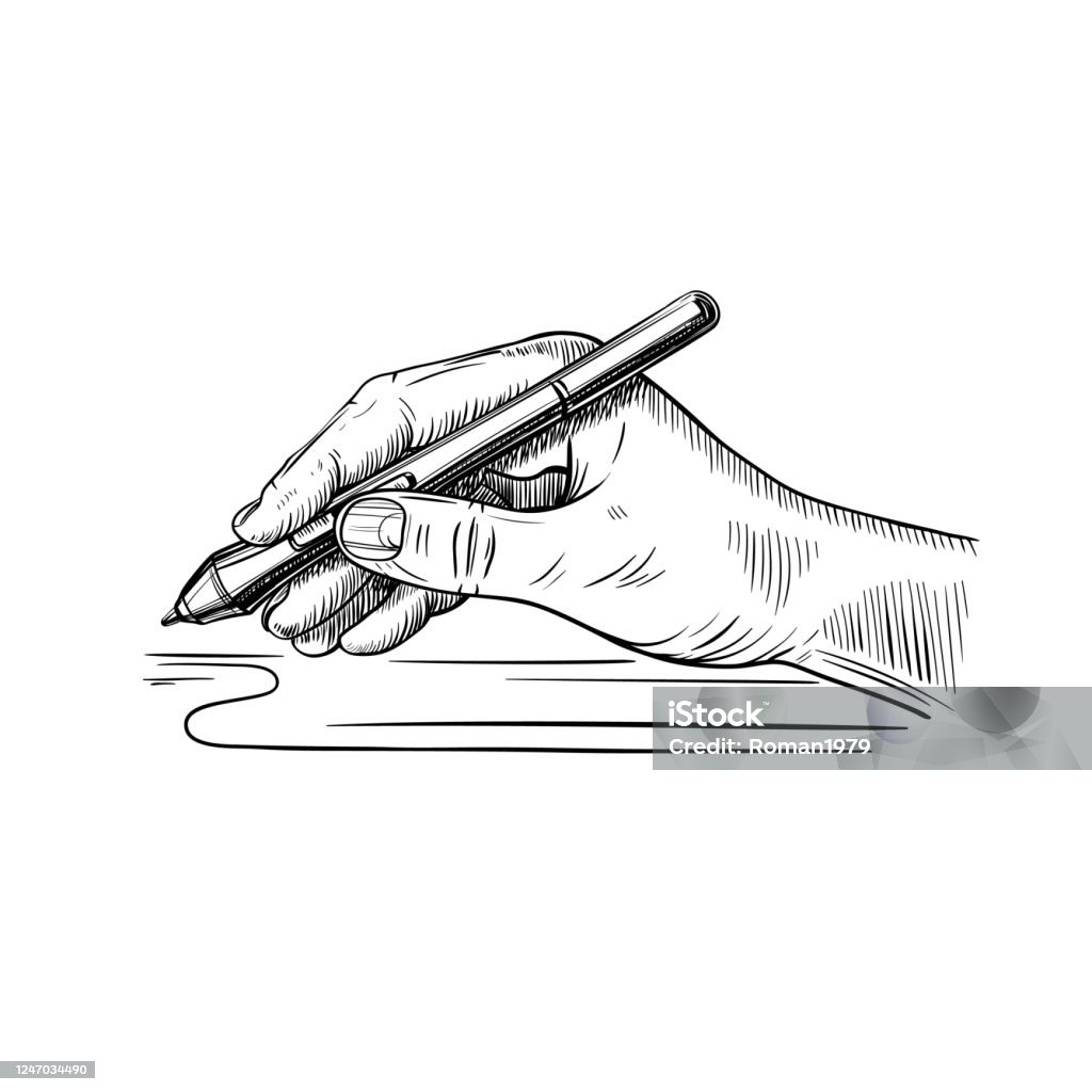 Ilustración de Mano Sostiene El Lápiz Para Dibujar En La Tableta Gráfica y  más Vectores Libres de Derechos de Dibujar - iStock