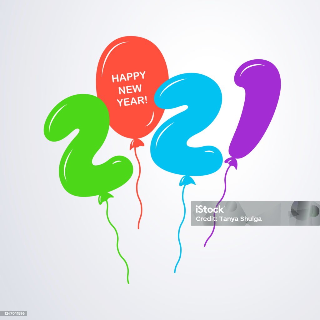 Ilustración de 2021 Diseño De Texto Del Logotipo De Feliz Año Nuevo Números  2021 En Forma De Globos De Helio Multicolores Voladores En Estilo De  Dibujos Animados Infantiles y más Vectores Libres