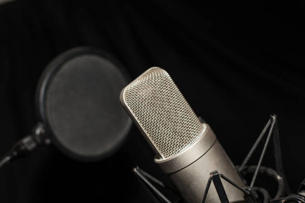 istock condenser microphone in recording studio with black background 1247050347