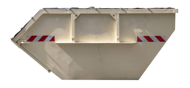Container for household trash removal on white background Construction dumpster for residential debris removal or loaded dumpster on white background overflowing trash dumpster stock pictures, royalty-free photos & images