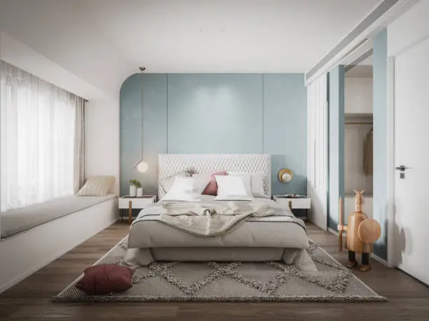 Digitally generated cozy Scandinavian bedroom interior design.

The scene was rendered with photorealistic shaders and lighting in Corona Renderer 5 for Autodesk® 3ds Max 2020 with some post-production added.