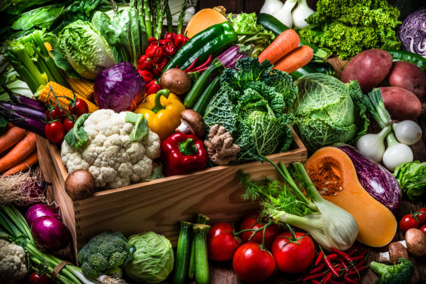 istock Large selection of healthy fresh organic vegetables background 1247074099