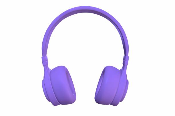 istock Purple headphones on monochrome background 1247091735