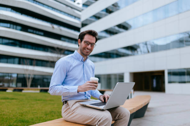 istock Business man on lap top 1247099940