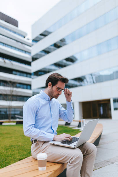 istock Business man on lap top 1247101642
