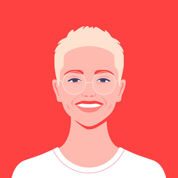 Portrait of a blond teenager. Avatar of a happy student. Portrait of a blond teenager. Avatar of a happy student of the university. Colorful vector flat illustration queer man facing camera stock illustrations