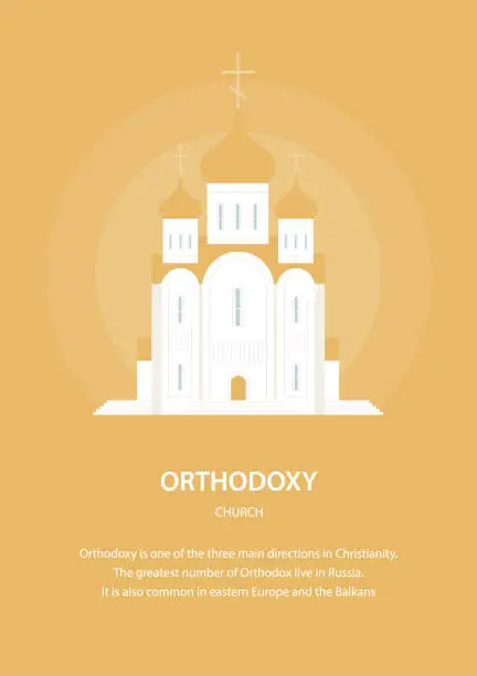 Vector illustration of Christian Orthodox church. Russia and Eastern Europe.