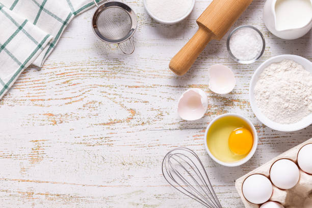 istock Ingredients for baking  - flour, eggs, salt, sugar, milk 1247152875