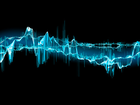 Bright sound wave on a dark blue background. EPS 10 vector file included