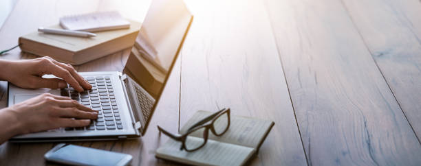 Working home concept. Working home concept. Young people online work mobile devices. Social media influencer. creative writing class stock pictures, royalty-free photos & images