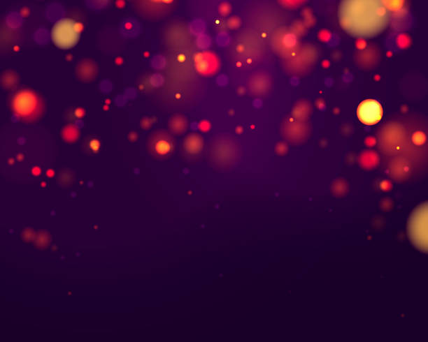 colorful lights bokeh - glitter purple backgrounds shiny stock-grafiken, -clipart, -cartoons und -symbole