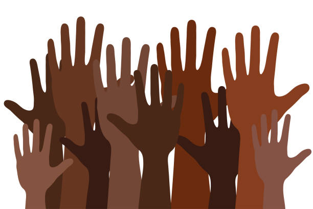 istock protest words concept banner or poster with many black human hands, stock vector illustration 1247195050