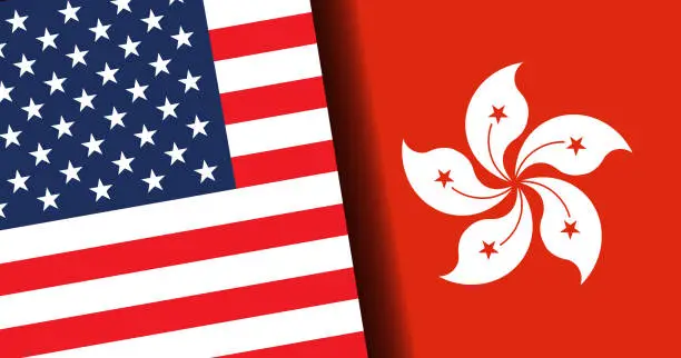 Vector illustration of Relations between Hong Kong and USA