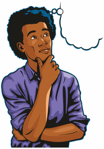 ilustrações, clipart, desenhos animados e ícones de pensamento do homem afro-americano - thinking thought bubble thought cloud clip art