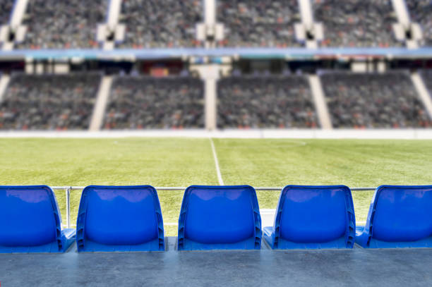 ready for the match back of empty seats in the stadium bleachers stock pictures, royalty-free photos & images