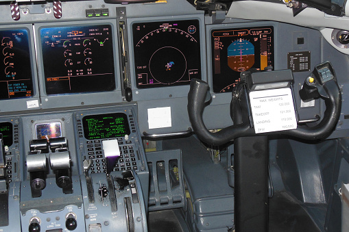 Photo of the airplaneâs cockpit - travel concepts