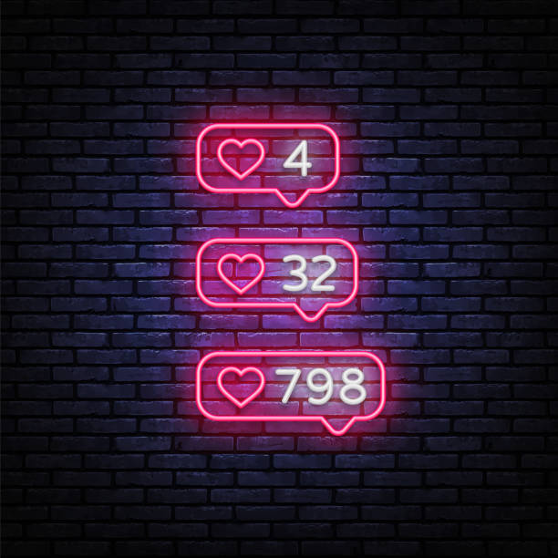 istock Social media Like Neon Icons Vector. Like Me neon sign, design template, modern trend design, night signboard, night bright advertising, light banner, light art. Vector illustration 1247256387