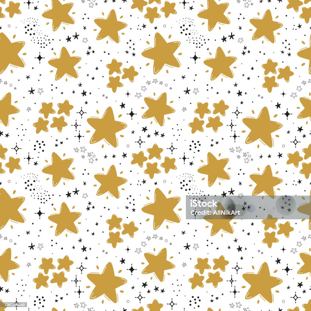 Doodle Cute Star Seamless Pattern Nền Bầu Trời Đầy Sao Hình Nền ...