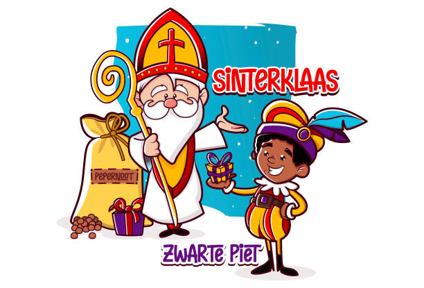 stockillustraties, clipart, cartoons en iconen met sinterklaas illustratie - sinterklaas nederland