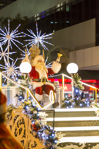 December 14, 2019 - Brisbane, Queensland, Australia: Santa Claus in a public parade in downtown Brisbane.\n\nLot of people came to see colourful sets of floats, bands, dancers, clowns and Father Christmas