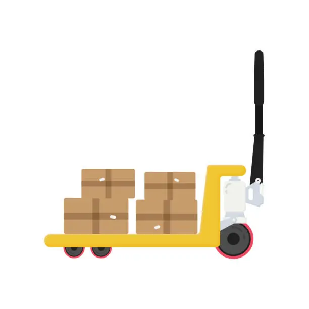 Vector illustration of Pallet isometric isolated vector illustration. Simple trolley in flat.