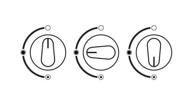 ilustrações, clipart, desenhos animados e ícones de controle do botão de interruptor, ilustração isolada do ícone vetorial. - gauge radio meter retro revival