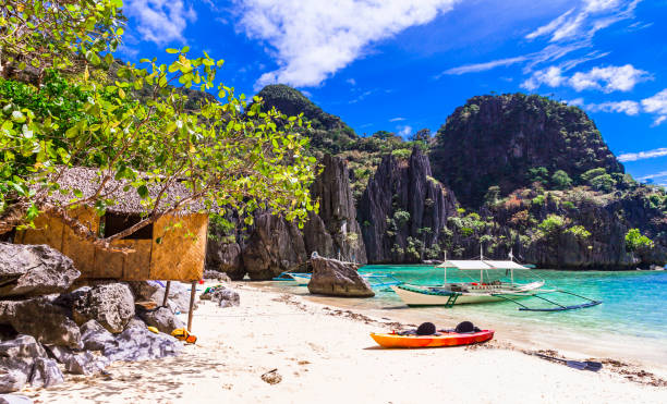 nature tropicale et beauté sauvage exotique de l’île unique de palawan. magique el nido. philippines, île hopping - palawan photos et images de collection