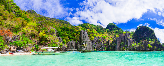 Tropical nature and  exotic wild beauty of unique Palawan island. Magical El Nido. Philippines, island hopping